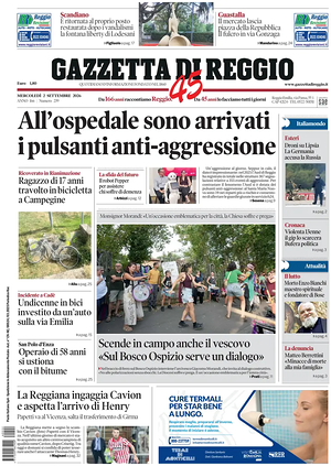 Prima pagina Gazzetta di Reggio di oggi - Quotidiano regionale