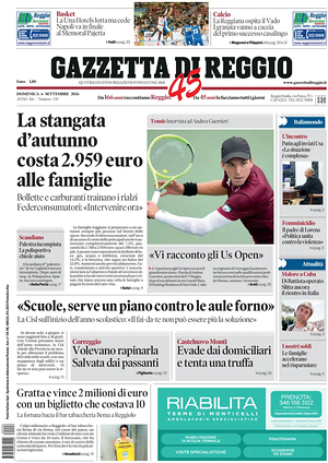 Prima pagina Gazzetta di Reggio di oggi - Quotidiano regionale