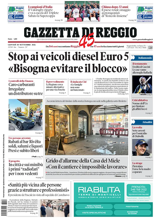 Prima pagina Gazzetta di Reggio di oggi - Quotidiano regionale