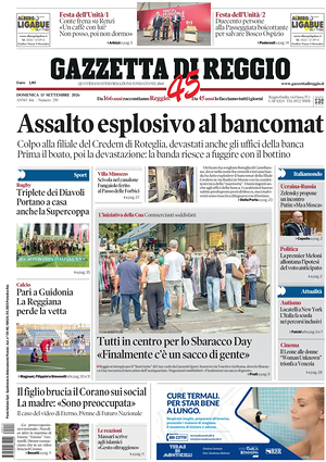 Prima pagina Gazzetta di Reggio di oggi - Quotidiano regionale