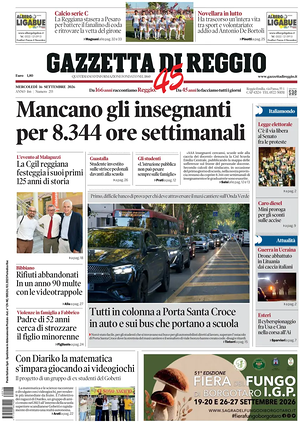 Prima pagina Gazzetta di Reggio di oggi - Quotidiano regionale