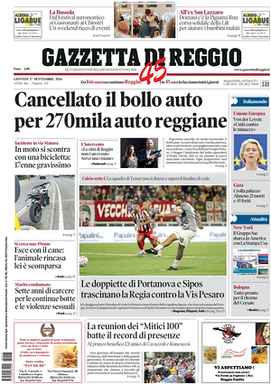 Prima pagina Gazzetta di Reggio di oggi - Quotidiano regionale