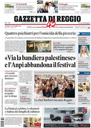 Prima pagina Gazzetta di Reggio di oggi - Quotidiano regionale