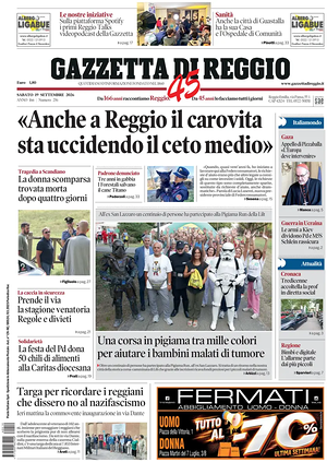 Prima pagina Gazzetta di Reggio di oggi - Quotidiano regionale