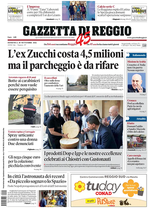 Prima pagina Gazzetta di Reggio di oggi - Quotidiano regionale