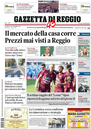 Prima pagina Gazzetta di Reggio di oggi - Quotidiano regionale