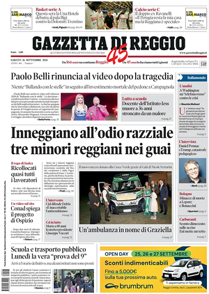 Prima pagina Gazzetta di Reggio di oggi - Quotidiano regionale