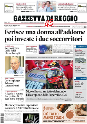 Prima pagina Gazzetta di Reggio di oggi - Quotidiano regionale