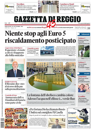 Prima pagina Gazzetta di Reggio di oggi - Quotidiano regionale