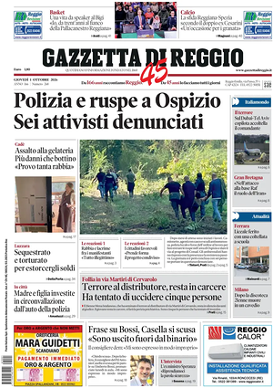 Prima pagina Gazzetta di Reggio di oggi - Quotidiano regionale