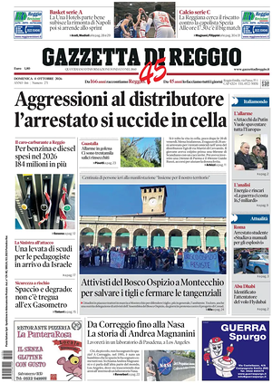 Prima pagina Gazzetta di Reggio di oggi - Quotidiano regionale