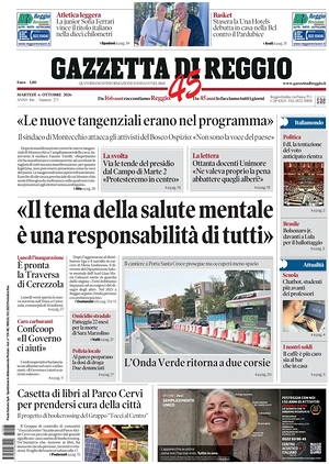 Prima pagina Gazzetta di Reggio di oggi - Quotidiano regionale