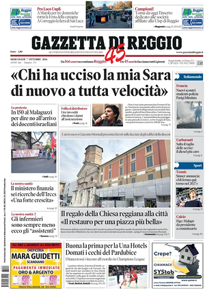 Prima pagina Gazzetta di Reggio di oggi - Quotidiano regionale