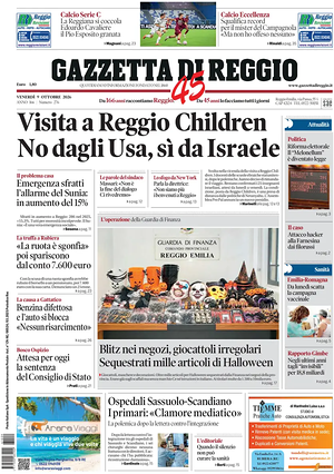 Prima pagina Gazzetta di Reggio di oggi - Quotidiano regionale
