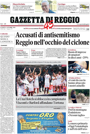 Prima pagina Gazzetta di Reggio di oggi - Quotidiano regionale