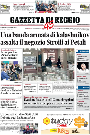 Prima pagina Gazzetta di Reggio di oggi - Quotidiano regionale