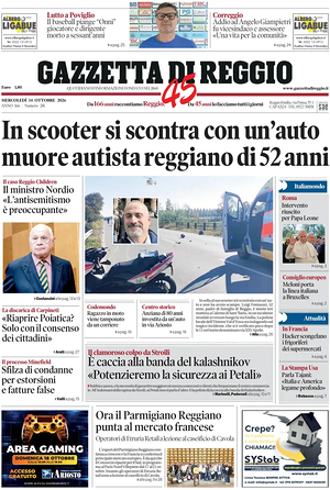 Prima pagina Gazzetta di Reggio di oggi - Quotidiano regionale