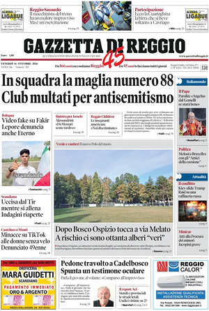 Prima pagina Gazzetta di Reggio di oggi - Quotidiano regionale