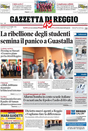 Prima pagina Gazzetta di Reggio di oggi - Quotidiano regionale