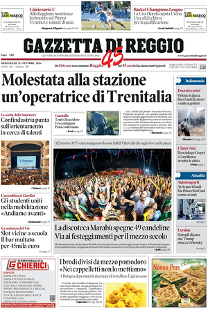 Prima pagina Gazzetta di Reggio di oggi - Quotidiano regionale