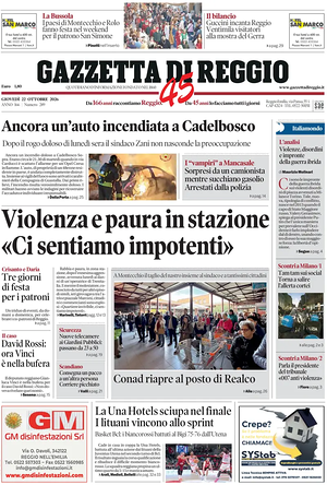 Prima pagina Gazzetta di Reggio di oggi - Quotidiano regionale