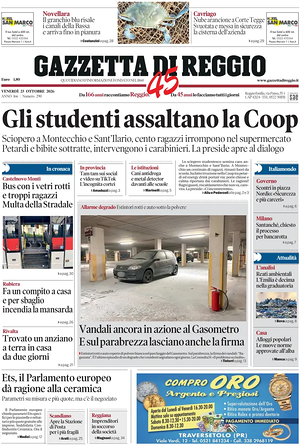 Prima pagina Gazzetta di Reggio di oggi - Quotidiano regionale