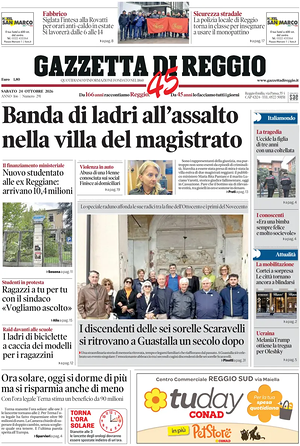 Prima pagina Gazzetta di Reggio di oggi - Quotidiano regionale
