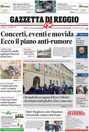 Prima pagina Gazzetta di Reggio di oggi - Quotidiano regionale