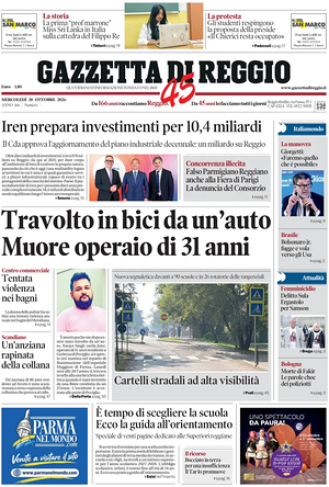 Prima pagina Gazzetta di Reggio di oggi - Quotidiano regionale