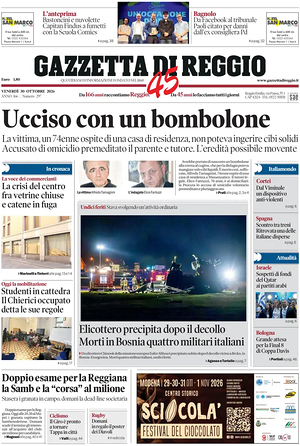 Prima pagina Gazzetta di Reggio di oggi - Quotidiano regionale
