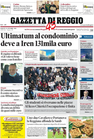 Prima pagina Gazzetta di Reggio di oggi - Quotidiano regionale