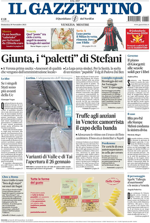 Prima pagina Il Gazzettino di oggi - Quotidiano nazionale