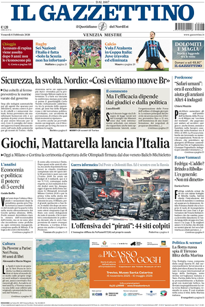 Prima pagina Il Gazzettino di oggi - Quotidiano nazionale
