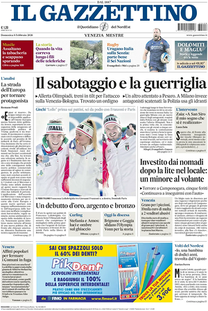 Prima pagina Il Gazzettino di oggi - Quotidiano nazionale