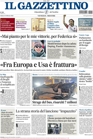 Prima pagina Il Gazzettino di oggi - Quotidiano nazionale