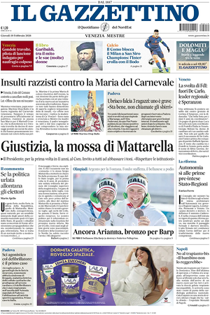 Prima pagina Il Gazzettino di oggi - Quotidiano nazionale