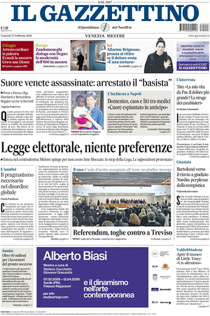 Prima pagina Il Gazzettino di oggi - Quotidiano nazionale