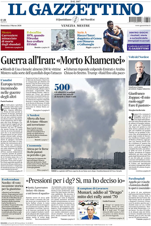 Prima pagina Il Gazzettino di oggi - Quotidiano nazionale