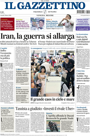 Prima pagina Il Gazzettino di oggi - Quotidiano nazionale