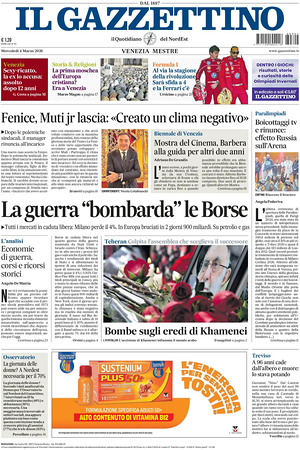 Prima pagina Il Gazzettino di oggi - Quotidiano nazionale