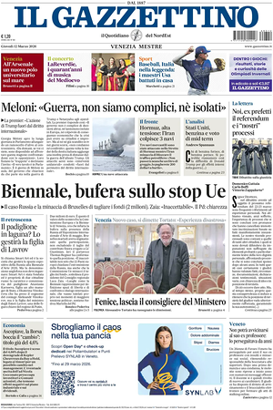 Prima pagina Il Gazzettino di oggi - Quotidiano nazionale