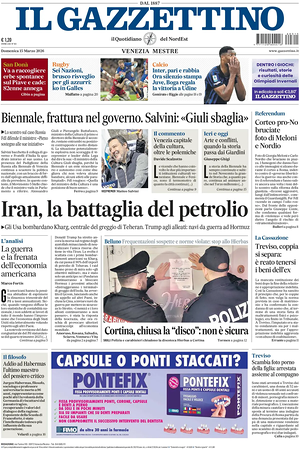 Prima pagina Il Gazzettino di oggi - Quotidiano nazionale