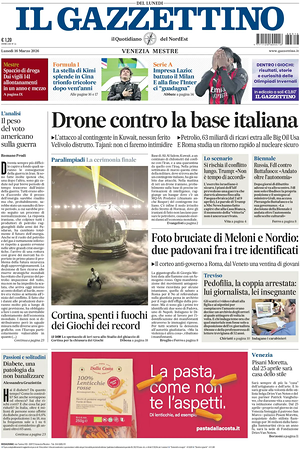 Prima pagina Il Gazzettino di oggi - Quotidiano nazionale