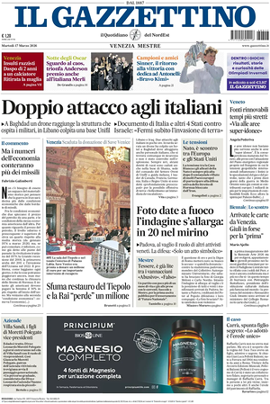 Prima pagina Il Gazzettino di oggi - Quotidiano nazionale