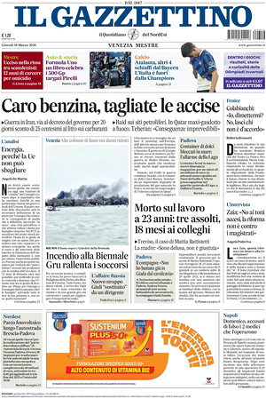 Prima pagina Il Gazzettino di oggi - Quotidiano nazionale