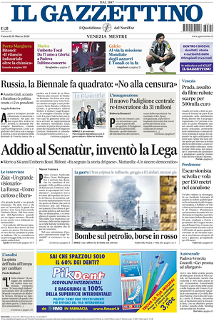Prima pagina Il Gazzettino di oggi - Quotidiano nazionale