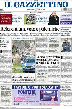 Prima pagina Il Gazzettino di oggi - Quotidiano nazionale