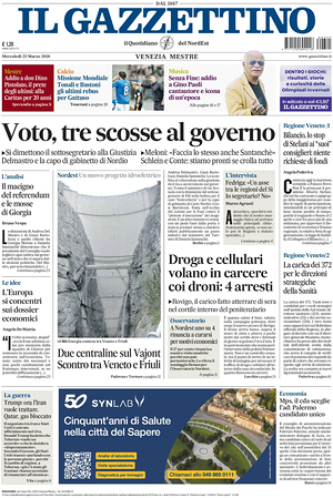 Prima pagina Il Gazzettino di oggi - Quotidiano nazionale