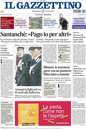 Prima pagina Il Gazzettino di oggi - Quotidiano nazionale
