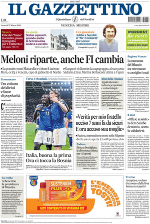 Prima pagina Il Gazzettino di oggi - Quotidiano nazionale